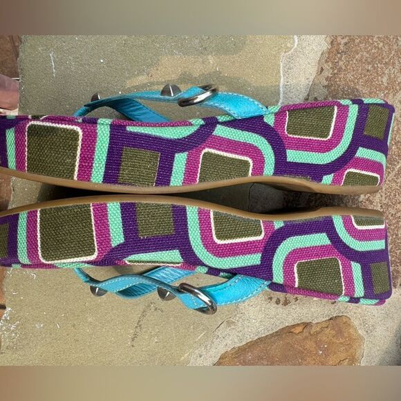 PRADA studded sandals with grommets beautiful blues and pinks size 9 (39 EU) - Picture 7 of 13